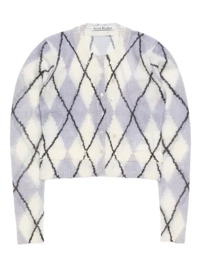 ACNE STUDIOS DIAMOND-PATTERN MOHAIR CARDIGAN