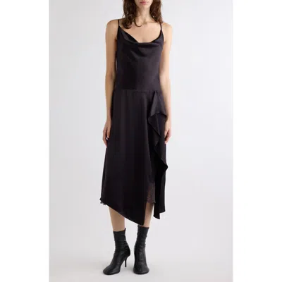 Acne Studios Dinouka Satin Midi Dress In Dark Brown