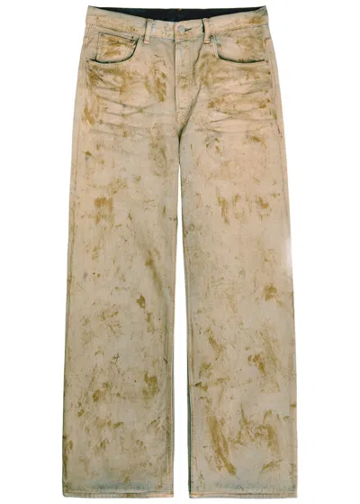 Acne Studios Dirt Effect Wide-leg Denim Jeans In Neutral
