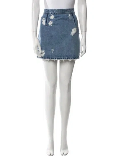 Pre-owned Acne Studios Distressed Accents Mini Skirt In Blue
