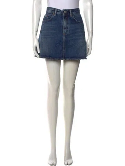 Pre-owned Acne Studios Distressed Accents Mini Skirt In Blue
