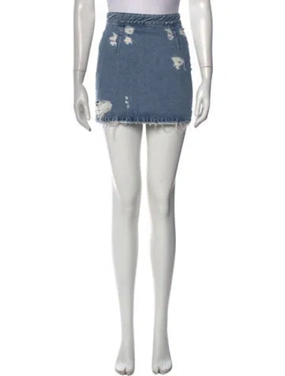 Pre-owned Acne Studios Distressed Accents Mini Skirt In Blue