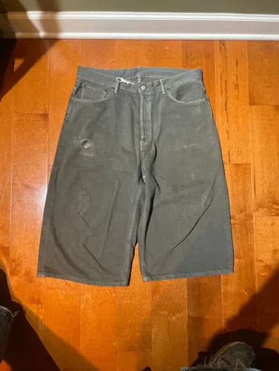 Pre-owned Acne Studios Distressed Baggy Jorts In Green
