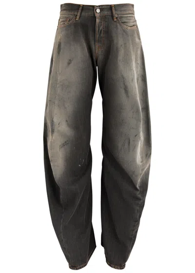 Acne Studios Distressed Barrel-leg Jeans In Black
