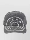 Acne Studios Distressed Curved Brim Hat With Eyelet Vents In Gray
