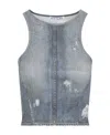 Acne Studios Distressed Denim-effect Cotton Top In Blue