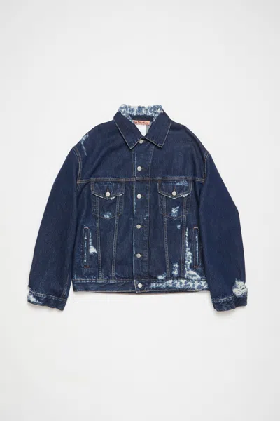 Acne Studios Distressed Denim Jacket - Relaxed Fit In Mid Blue