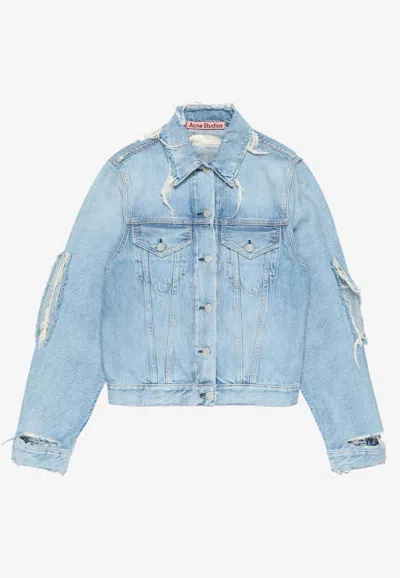 Acne Studios Distressed Denim Jacket In Blue