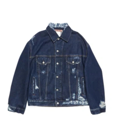 Acne Studios Distressed Oversize Denim Jacket Blue
