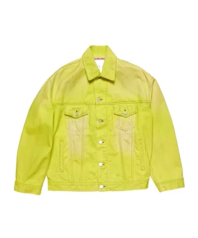Acne Studios Distressed Denim Jacket In Yellow