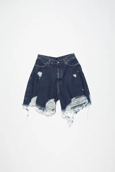 Acne Studios Distressed Denim Shorts - Super Baggy Fit In Mid Blue