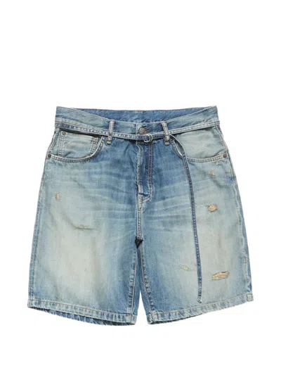 Acne Studios Distressed Denim Shorts In Blue