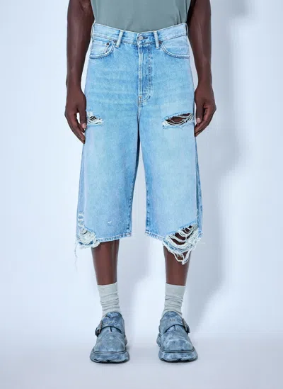 Acne Studios Distressed Denim Shorts In Blue