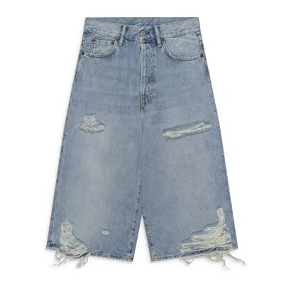Acne Studios Distressed Denim Shorts Light Blue In Xs