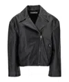 Acne Studios Black Biker Jacket In Vintage Looking Leather Woman In Black
