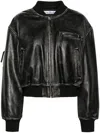 Acne Studios Aged Leather Bomber Jacket With Distressed Treatment In Black