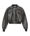 Acne Studios Aged Leather Bomber Jacket With Distressed Treatment In Black