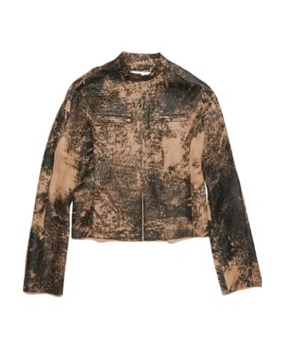 Acne Studios Distressed-effect Leather Jacket In Multicolor