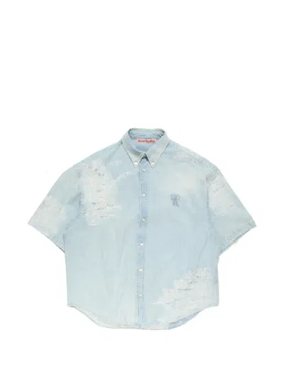 Acne Studios T-shirt Im Distressed-look In Blue