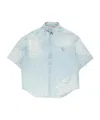 Acne Studios Distressed Embroidered Shirt In Blue