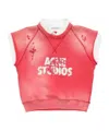 Acne Studios Distressed Graphic Top In Red