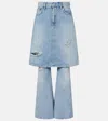 Acne Studios Distressed Layered Wide-leg Jeans In Blue