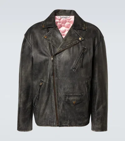Acne Studios Black Waxy Nappa Leather Biker Jacket