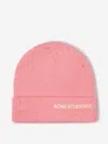 Acne Studios Distressed Logo Beanie In Pink