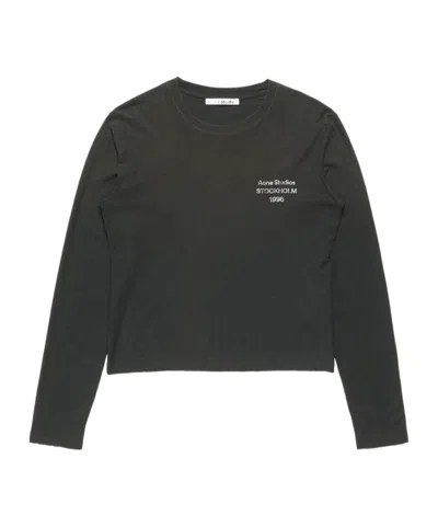 Acne Studios Distressed Logo T-shirt In Gray