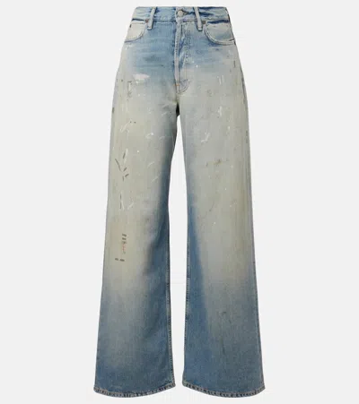 Acne Studios Distressed Mid-rise Wide-leg Jeans In Blue