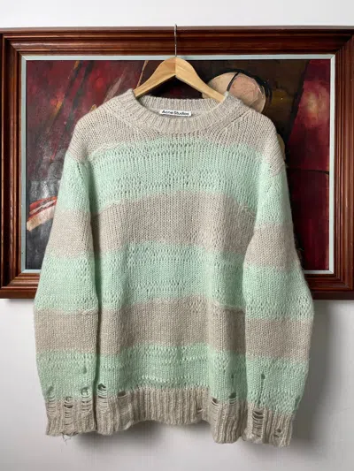 Pre-owned Acne Studios Distressed Mohair Sweater Kurt Cobain Vibe Knit In Multicolor