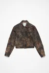 Acne Studios Mens Spread-collar Distressed Regular-fit Denim Jacket Brown In Brown