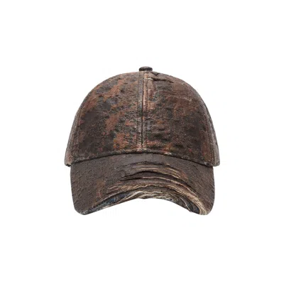 Pre-owned Acne Studios Distressed Monogram Denim Cap 'brown' | Men's Size Onesize