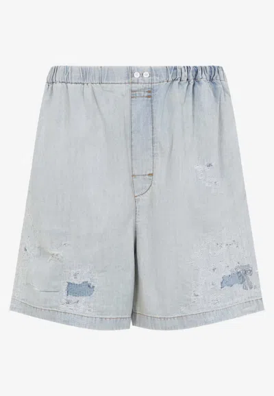 ACNE STUDIOS DISTRESSED OVERWASHED DENIM SHORTS