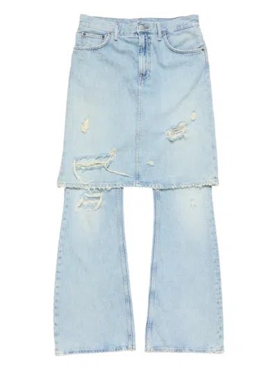 Acne Studios Distressed Panelled Jeans In Blue