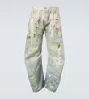 Acne Studios Distressed Printed Barrel-leg Jeans In Blue