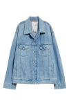 Acne Studios Distressed Relaxed Fit Denim Jacket In Light Blue 228