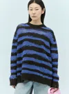 Acne Studios Distressed Stipe Sweater In Purple