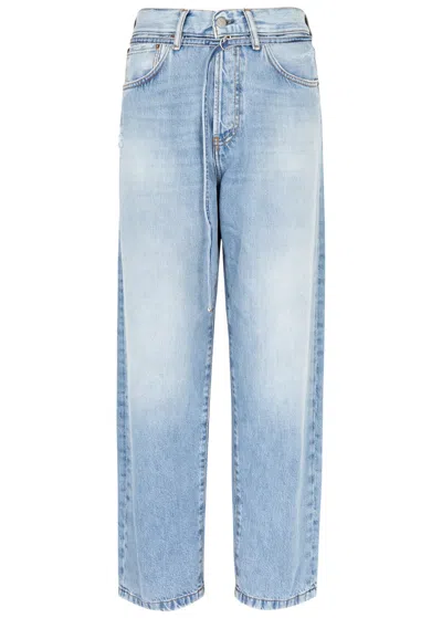 Acne Studios Distressed Straight Tapered-leg Jeans In Light Blue