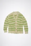 Acne Studios Distressed Stripe Cardigan In Sage Green,apple Green