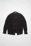 Acne Studios Distressed Stripe-print Cardigan In Warm Charcoal Grey,black