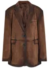 Acne Studios Distressed Suede Blazer In Brown