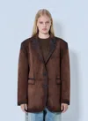 Acne Studios Distressed Suede Blazer In Brown