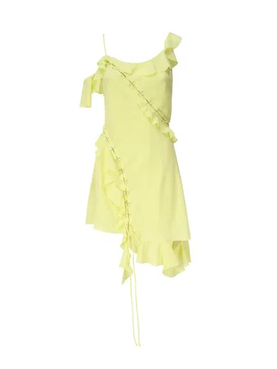 Acne Studios Distressed Twill Dress In Yellow