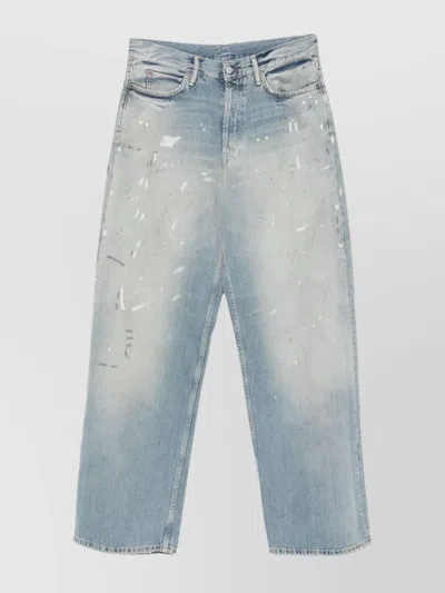 Acne Studios Distressed Wide Leg Denim Trousers In Blue