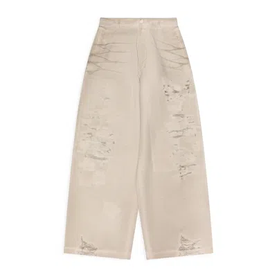 Acne Studios Distressed Wide Leg Trousers Light Taupe In Sand