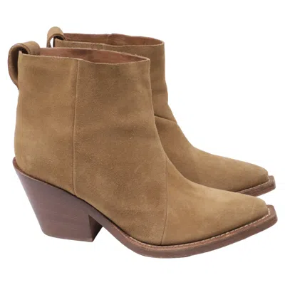 Pre-owned Acne Studios Donna Western Ankle Boots In Brown Suede