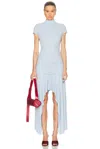 Acne Studios Asymmetric Gathered Jersey Cocktail Dress In Light Blue