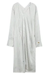 Acne Studios Dothy Stripe Long Sleeve Asymmetric Cotton Midi Shirtdress In Gray