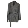Acne Studios Double Breasted Belted Blazer In Grey Wool In Grey